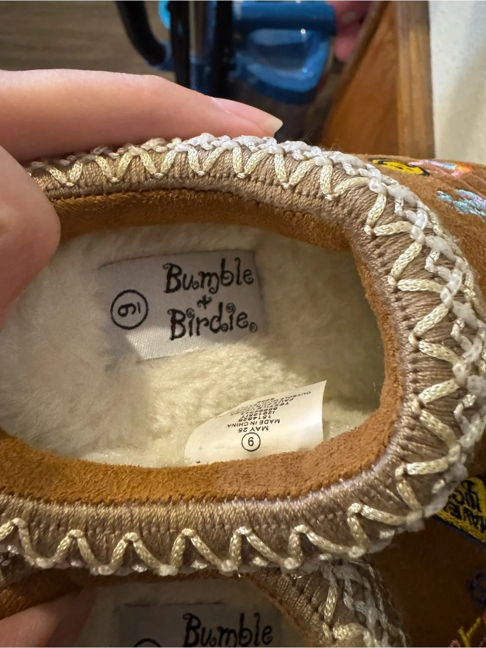 Kids Brown Embroidered Moccasin Slippers - You Got This